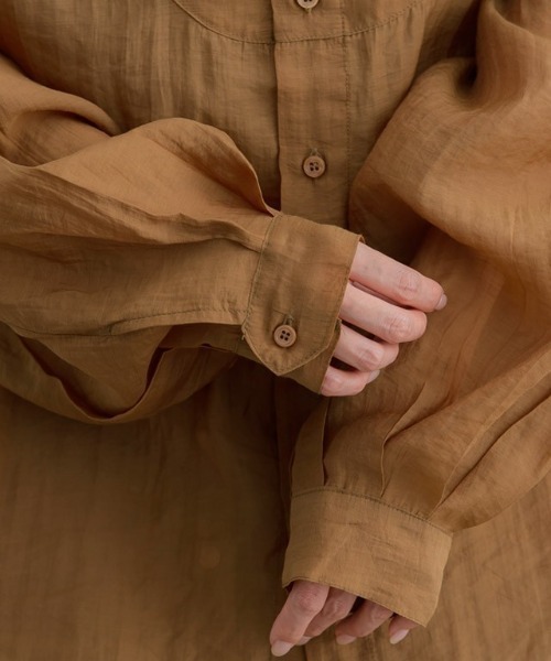 Pierrot（ピエロ）の「ヘンリーネックシアーシャツ（シャツ/ブラウス・レディース・ブラウン系その他/アイボリー/ミント/ベージュ・M）」の18枚目の写真