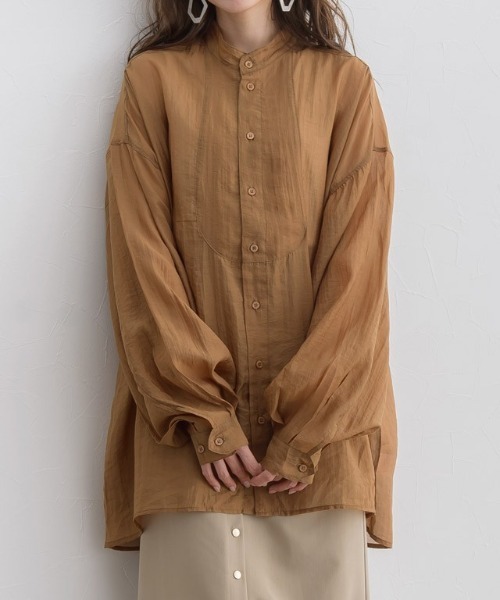 Pierrot（ピエロ）の「ヘンリーネックシアーシャツ（シャツ/ブラウス・レディース・ブラウン系その他/アイボリー/ミント/ベージュ・M）」の19枚目の写真