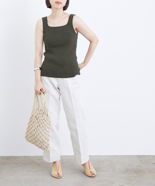 ADAM ET ROPE'（アダムエロペ）の「2WAY釦ニットタンクトップ（タンクトップ・レディース・チャコールグレー/ブラウン・FREE）」の9枚目の写真