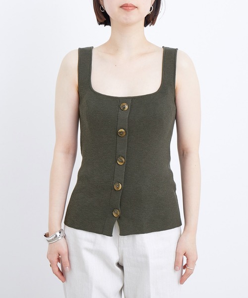 ADAM ET ROPE'（アダムエロペ）の「2WAY釦ニットタンクトップ（タンクトップ・レディース・チャコールグレー/ブラウン・FREE）」の13枚目の写真