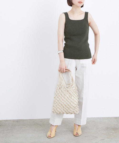 ADAM ET ROPE'（アダムエロペ）の「2WAY釦ニットタンクトップ（タンクトップ・レディース・チャコールグレー/ブラウン・FREE）」の16枚目の写真