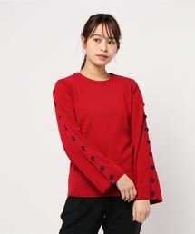 スリーブボタンデザインニットプルオーバー