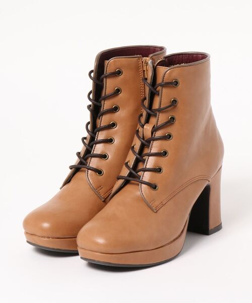 byあしながおじさん(バイアシナガオジサン)の「〈byあしながおじさん〉プラットフォームレースアップブーツ(ブーツ・レディース・ブラック/ベージュ/ブラウン・22.5cm/23.5cm/24.5cm/23.0cm/24.0cm)」の3枚目の写真