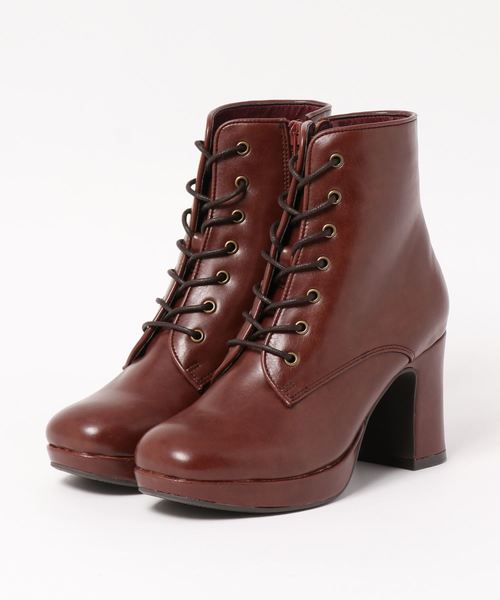byあしながおじさん(バイアシナガオジサン)の「〈byあしながおじさん〉プラットフォームレースアップブーツ(ブーツ・レディース・ブラック/ベージュ/ブラウン・22.5cm/23.5cm/24.5cm/23.0cm/24.0cm)」の1枚目の写真