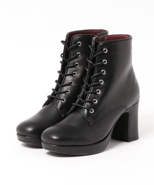 byあしながおじさん(バイアシナガオジサン)の「〈byあしながおじさん〉プラットフォームレースアップブーツ(ブーツ・レディース・ブラック/ベージュ/ブラウン・22.5cm/23.5cm/24.5cm/23.0cm/24.0cm)」の2枚目の写真