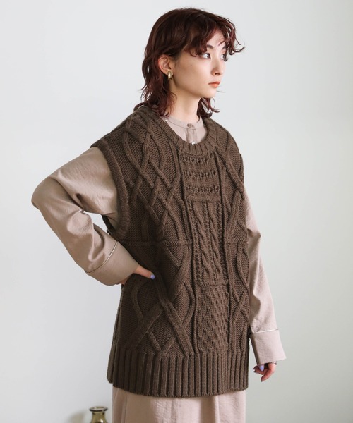 ミックスケーブルニットベスト（ベスト）｜select MOCA（セレクトモカ
