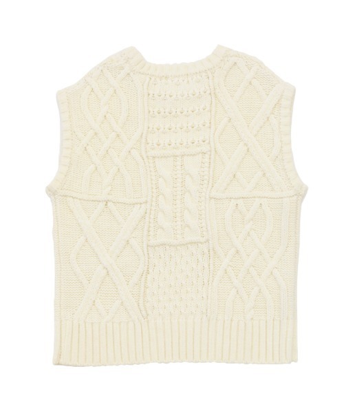 select MOCA（セレクトモカ）の「ミックスケーブルニットベスト（ベスト・レディース・ベージュ/ブラウン/オフホワイト・FREE）」の5枚目の写真