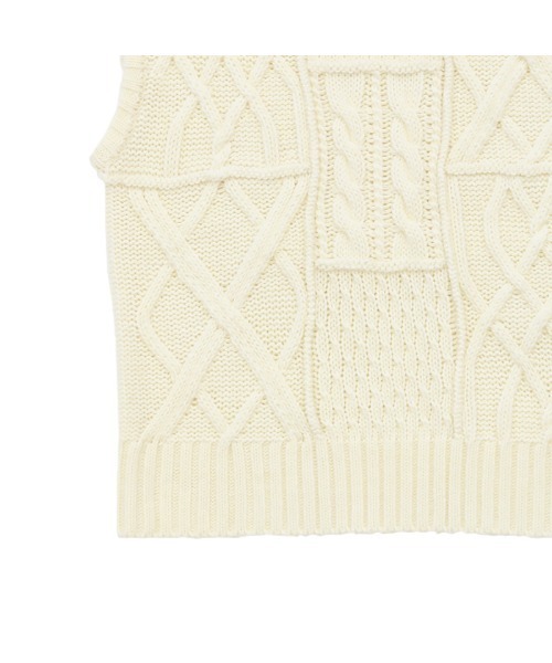 select MOCA（セレクトモカ）の「ミックスケーブルニットベスト（ベスト・レディース・ベージュ/ブラウン/オフホワイト・FREE）」の7枚目の写真