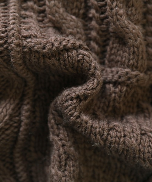 select MOCA（セレクトモカ）の「ミックスケーブルニットベスト（ベスト・レディース・ベージュ/ブラウン/オフホワイト・FREE）」の9枚目の写真