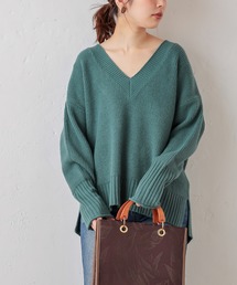 natural couture | 深V畦袖口カールニット(ニット/セーター)