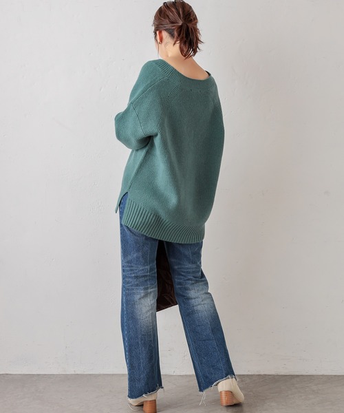 natural couture（ナチュラルクチュール）の「深V畦袖口カールニット（ニット/セーター・レディース・ベージュ/カーキ/ブルー/グリーン/アイボリー・FREE）」の17枚目の写真