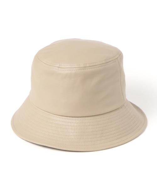 BAYFLOW（ベイフロー）の「フェイクレザーバケットハット（ハット・レディース・ベージュ/オフホワイト・FREE）」の3枚目の写真