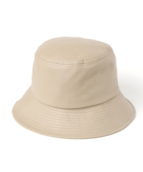BAYFLOW（ベイフロー）の「フェイクレザーバケットハット（ハット・レディース・ベージュ/オフホワイト・FREE）」の6枚目の写真