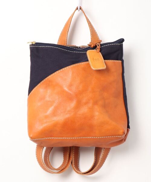 fes(フェス)の「【fes/フェス】カウレザー×キャンバス 2wayリュック(バックパック/リュック・レディース・グレー/カーキ/ネイビー・FREE)」の3枚目の写真