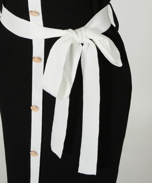 Julia Boutique（ジュリアブティック）の「ウエストリボン付きパイピングニットワンピース/21077（ワンピース・レディース・ブラック/ベージュ/ライトベージュ/ネイビー・M/LL/L/3L）」の21枚目の写真