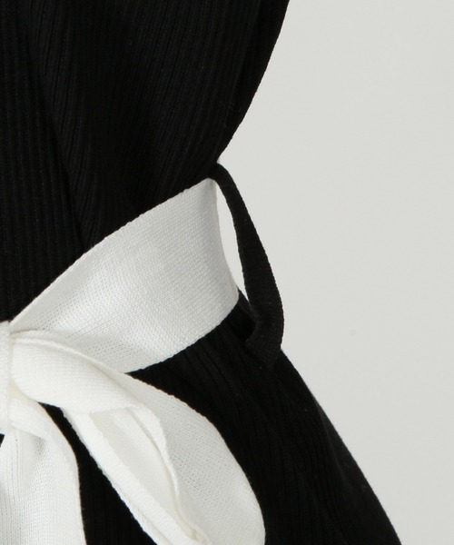 Julia Boutique（ジュリアブティック）の「ウエストリボン付きパイピングニットワンピース/21077（ワンピース・レディース・ブラック/ベージュ/ライトベージュ/ネイビー・M/LL/L/3L）」の17枚目の写真