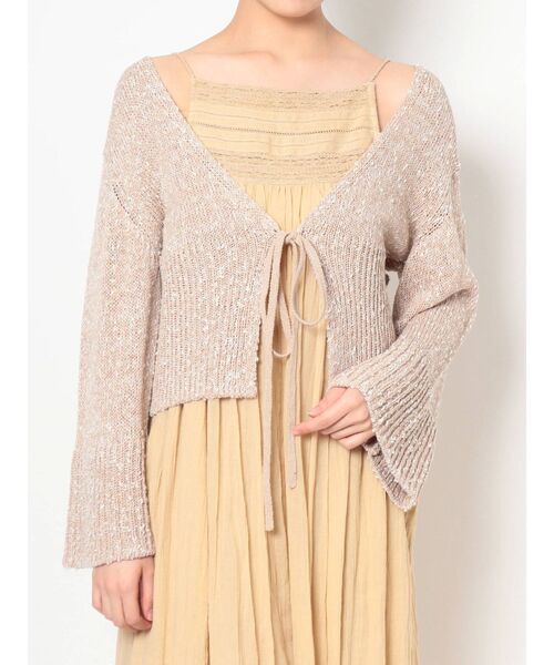 MERCURYDUO(マーキュリーデュオ)の「リネン混ショートニットカーディガン(カーディガン/ボレロ・レディース・ベージュ/ライム/アイボリー・FREE)」の3枚目の写真