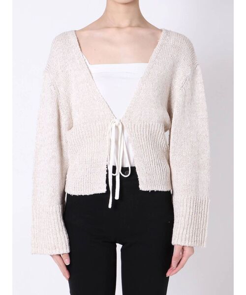 MERCURYDUO(マーキュリーデュオ)の「リネン混ショートニットカーディガン(カーディガン/ボレロ・レディース・ベージュ/ライム/アイボリー・FREE)」の7枚目の写真