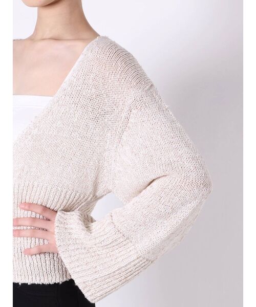 MERCURYDUO(マーキュリーデュオ)の「リネン混ショートニットカーディガン(カーディガン/ボレロ・レディース・ベージュ/ライム/アイボリー・FREE)」の6枚目の写真