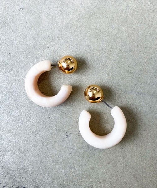 Auntie Rosa Holiday（アンティローザホリデー）の「マーブルピアス（ピアス（両耳用）・レディース・ブラック/ブラウン/その他/ナチュラル・FREE）」の3枚目の写真