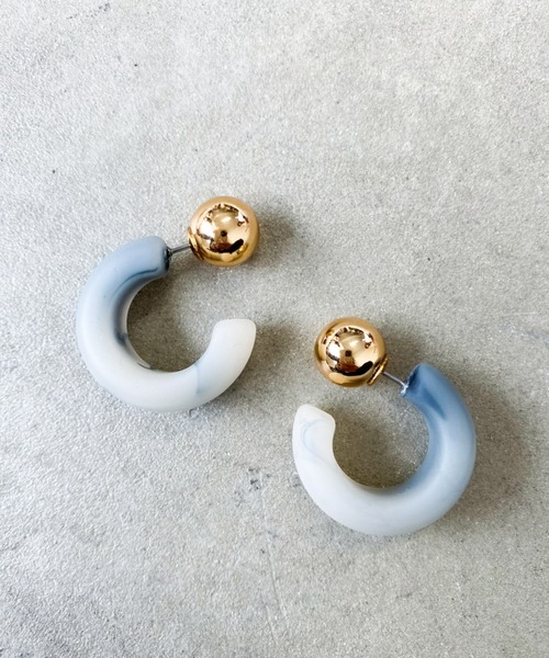 Auntie Rosa Holiday（アンティローザホリデー）の「マーブルピアス（ピアス（両耳用）・レディース・ブラック/ブラウン/その他/ナチュラル・FREE）」の4枚目の写真