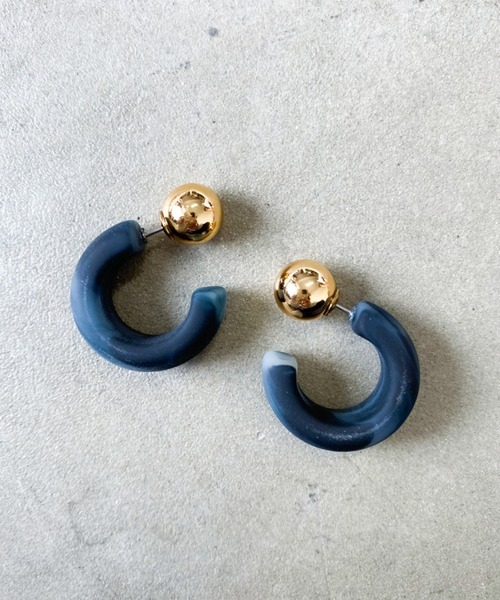 Auntie Rosa Holiday（アンティローザホリデー）の「マーブルピアス（ピアス（両耳用）・レディース・ブラック/ブラウン/その他/ナチュラル・FREE）」の5枚目の写真