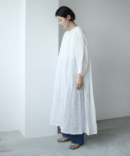 cardo fabrica(カルドファブリカ)の「._◇リネンローンピンタック×レースワンピース(ワンピース・レディース・ホワイト/ブラック・FREE)」の16枚目の写真