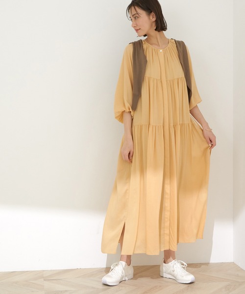 セール ティアードワンピース ワンピース Rope ロペ のファッション ワンピース ペチコート付き