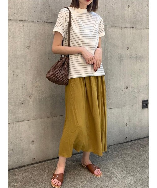 Lugnoncure(ルノンキュール)の「麻レーヨンマキシ丈スカート(スカート・レディース・ブルー/ベージュ/マスタード/ブラック・フリ-)」の18枚目の写真
