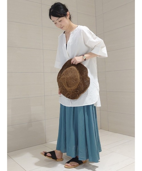 Lugnoncure(ルノンキュール)の「麻レーヨンマキシ丈スカート(スカート・レディース・ブルー/ベージュ/マスタード/ブラック・フリ-)」の17枚目の写真