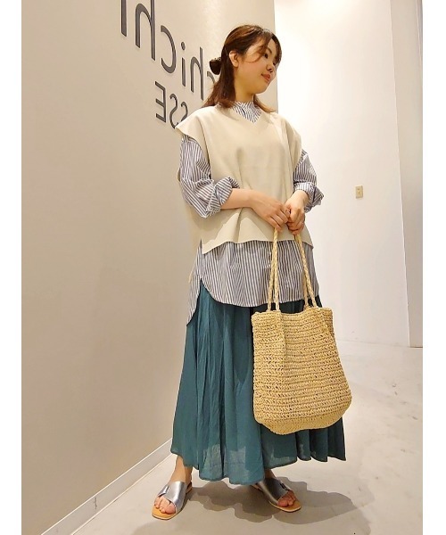 Lugnoncure(ルノンキュール)の「麻レーヨンマキシ丈スカート(スカート・レディース・ブルー/ベージュ/マスタード/ブラック・フリ-)」の16枚目の写真