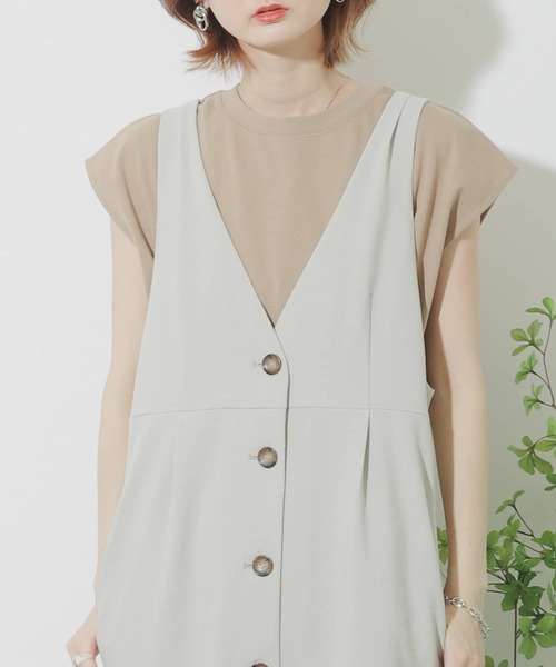 SENSE OF PLACE by URBAN RESEARCH（センスオブプレイスバイアーバンリサーチ）の「フレンチスリーブコクーンチュニックトップ（Tシャツ/カットソー・レディース・ブラック/ベージュ/オフホワイト・ONE）」の3枚目の写真