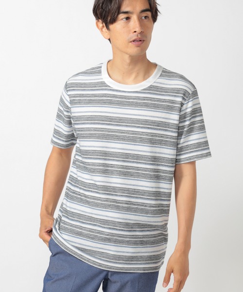 UNION STATION(ユニオンステーション)の「マルチボーダーTシャツ(Tシャツ/カットソー・メンズ・グレー/ブルー/トリコロール・LL/S/M/L/3L)」の2枚目の写真