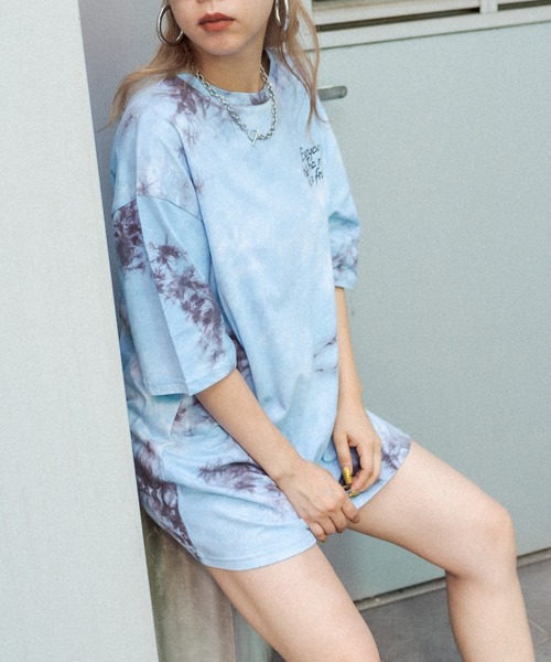 RASVOA（ラスボア）の「タイダイBIG Tシャツ（Tシャツ/カットソー・レディース・ブラック/ピンク/サックスブルー・FREE）」の2枚目の写真