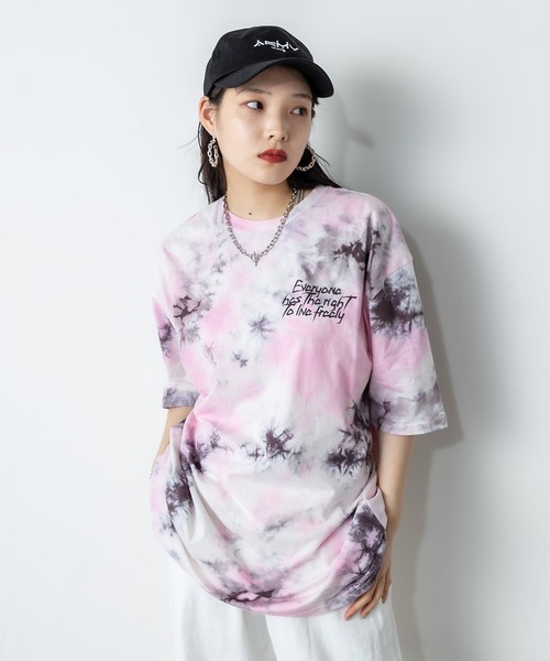 RASVOA（ラスボア）の「タイダイBIG Tシャツ（Tシャツ/カットソー・レディース・ブラック/ピンク/サックスブルー・FREE）」の18枚目の写真