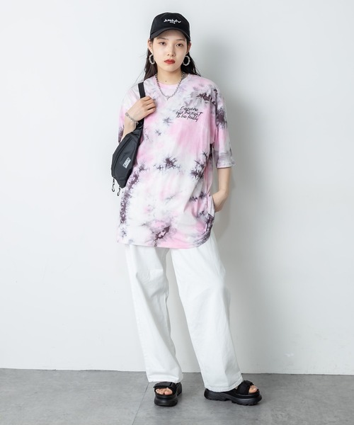 RASVOA（ラスボア）の「タイダイBIG Tシャツ（Tシャツ/カットソー・レディース・ブラック/ピンク/サックスブルー・FREE）」の21枚目の写真
