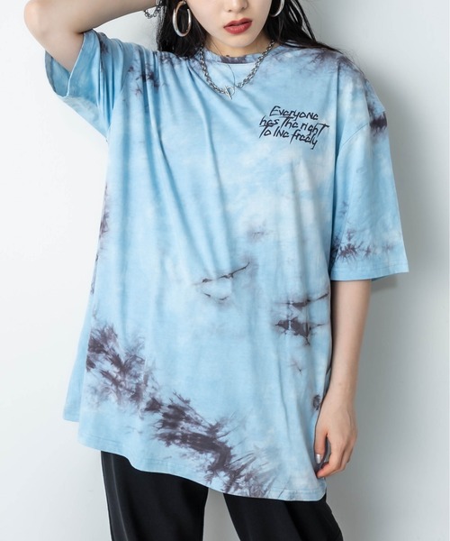 RASVOA（ラスボア）の「タイダイBIG Tシャツ（Tシャツ/カットソー・レディース・ブラック/ピンク/サックスブルー・FREE）」の16枚目の写真
