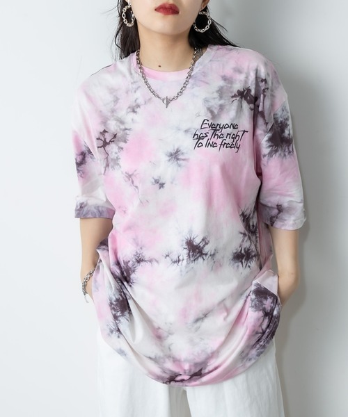 RASVOA（ラスボア）の「タイダイBIG Tシャツ（Tシャツ/カットソー・レディース・ブラック/ピンク/サックスブルー・FREE）」の8枚目の写真