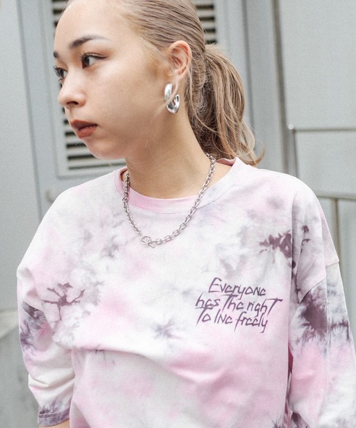 RASVOA（ラスボア）の「タイダイBIG Tシャツ（Tシャツ/カットソー・レディース・ブラック/ピンク/サックスブルー・FREE）」の5枚目の写真