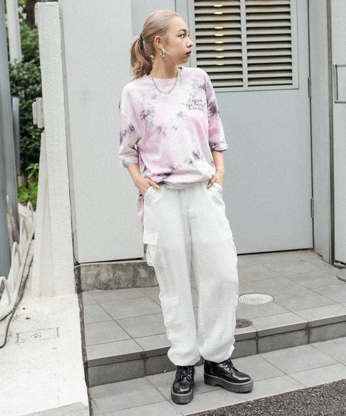 RASVOA（ラスボア）の「タイダイBIG Tシャツ（Tシャツ/カットソー・レディース・ブラック/ピンク/サックスブルー・FREE）」の6枚目の写真