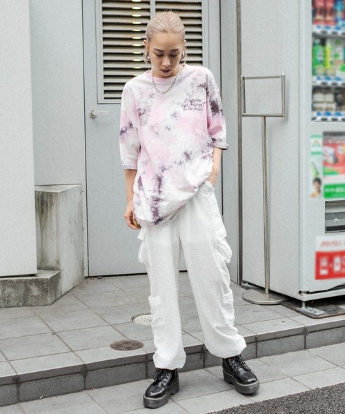 RASVOA（ラスボア）の「タイダイBIG Tシャツ（Tシャツ/カットソー・レディース・ブラック/ピンク/サックスブルー・FREE）」の7枚目の写真
