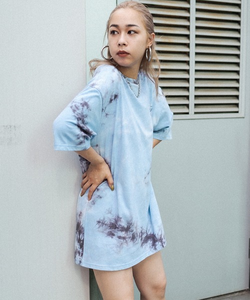 RASVOA（ラスボア）の「タイダイBIG Tシャツ（Tシャツ/カットソー・レディース・ブラック/ピンク/サックスブルー・FREE）」の9枚目の写真