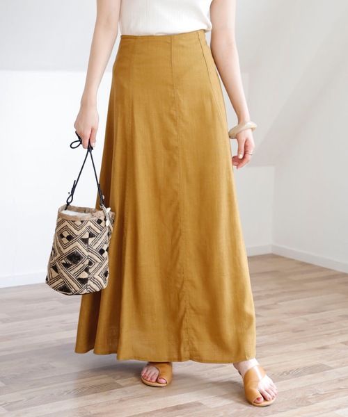 UNFIELD（アンフィールド）の「【UNFIELD リネン混バックレースアップスカート】（スカート・レディース・ブラック/アイボリー/マスタード・FREE）」の3枚目の写真