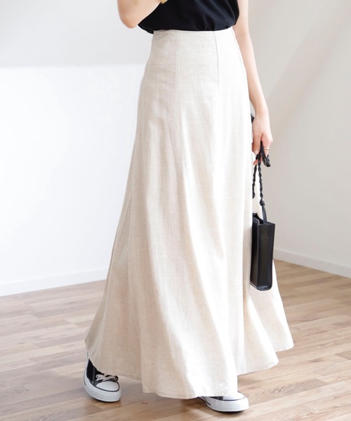 UNFIELD（アンフィールド）の「【UNFIELD リネン混バックレースアップスカート】（スカート・レディース・ブラック/アイボリー/マスタード・FREE）」の4枚目の写真