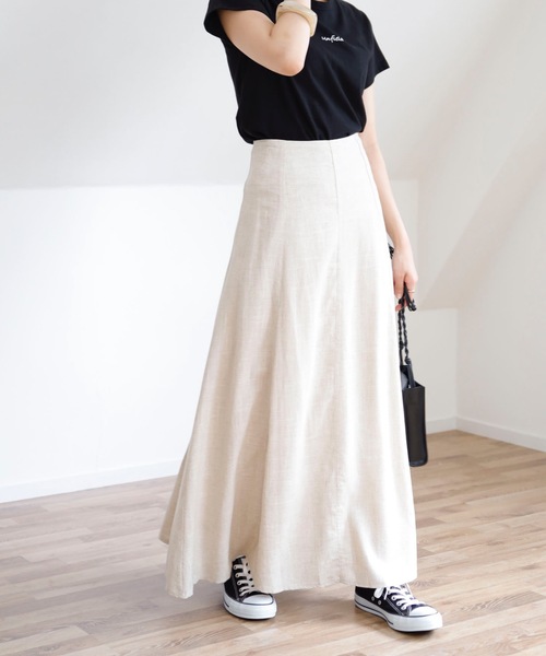 UNFIELD（アンフィールド）の「【UNFIELD リネン混バックレースアップスカート】（スカート・レディース・ブラック/アイボリー/マスタード・FREE）」の6枚目の写真