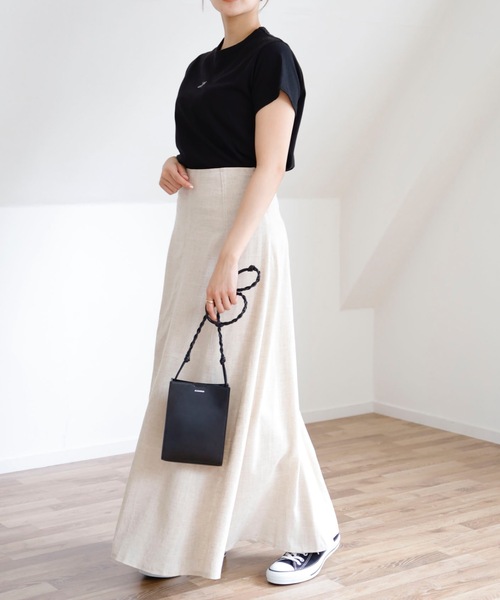 UNFIELD（アンフィールド）の「【UNFIELD リネン混バックレースアップスカート】（スカート・レディース・ブラック/アイボリー/マスタード・FREE）」の7枚目の写真