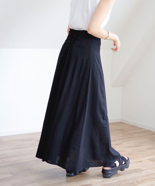 UNFIELD（アンフィールド）の「【UNFIELD リネン混バックレースアップスカート】（スカート・レディース・ブラック/アイボリー/マスタード・FREE）」の13枚目の写真