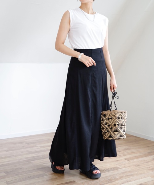 UNFIELD（アンフィールド）の「【UNFIELD リネン混バックレースアップスカート】（スカート・レディース・ブラック/アイボリー/マスタード・FREE）」の12枚目の写真