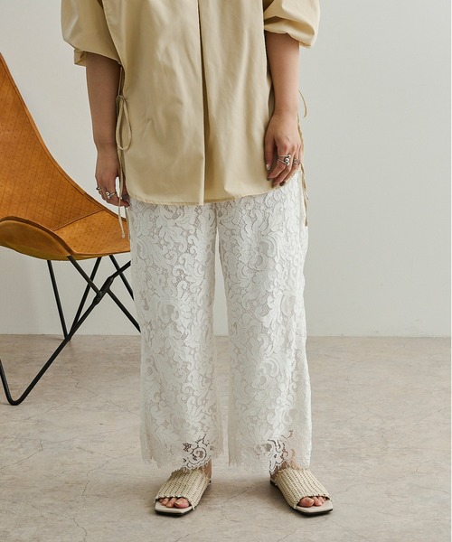 Ambre Neige(アンブルネージュ)の「レースストレートパンツ/【WEB/EC限定商品】(その他パンツ・レディース・ブラウン/オフホワイト・FREE)」の9枚目の写真