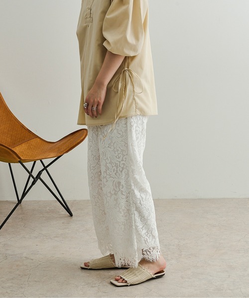 Ambre Neige(アンブルネージュ)の「レースストレートパンツ/【WEB/EC限定商品】(その他パンツ・レディース・ブラウン/オフホワイト・FREE)」の7枚目の写真
